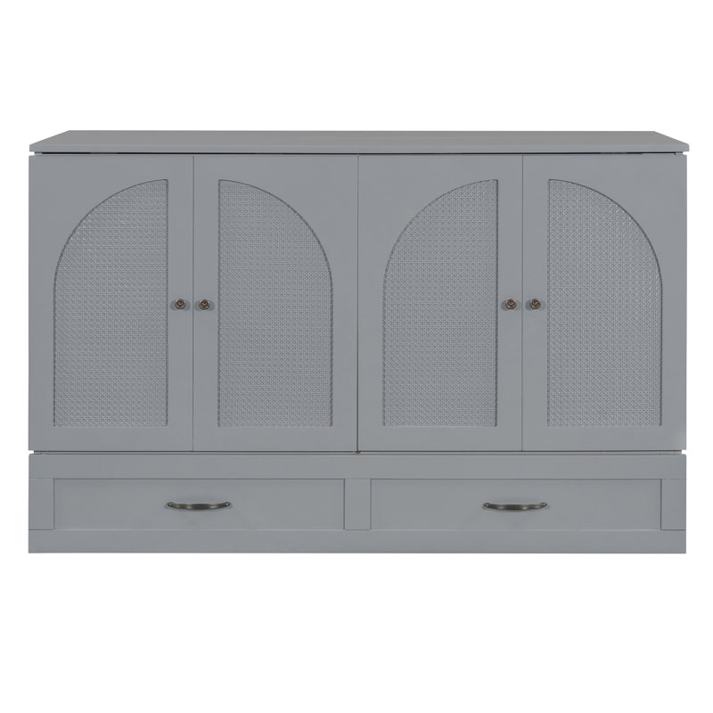 Grand lit escamotable avec grands tiroirs, Gris