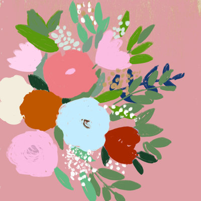 Simple Shape Bouquet - Wrapped Canvas Painting