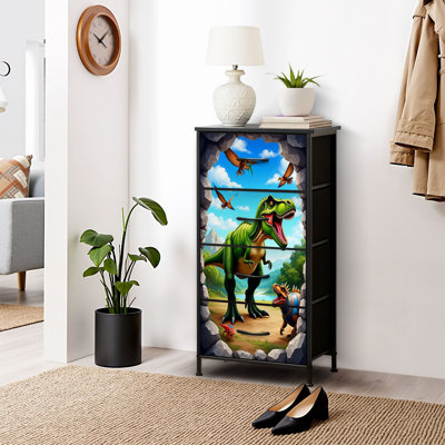 Commode pour chambre à coucher Commode pour placard dinosaure 3D Dino Crack Hole Animal Wall Decals