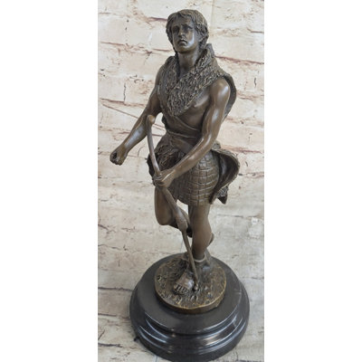 Sachi Handmade Bronze Sculpture God Apollo Nude Young Man Hunter Bow & Arrow Figurine