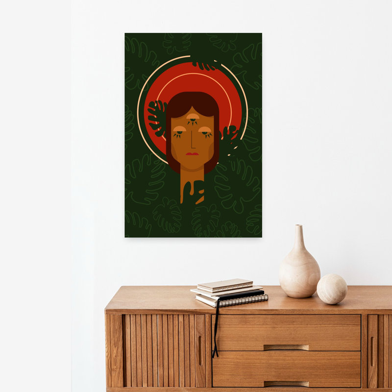 Contemporary Art Modern Retro Abstract Plant Portrait Wall Art by Christina Misuro - Wrapped Canvas Print