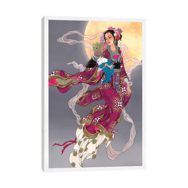 Moonrising - Painting on Canvas, 66.04 cm H x 45.72 cm W, White Framed