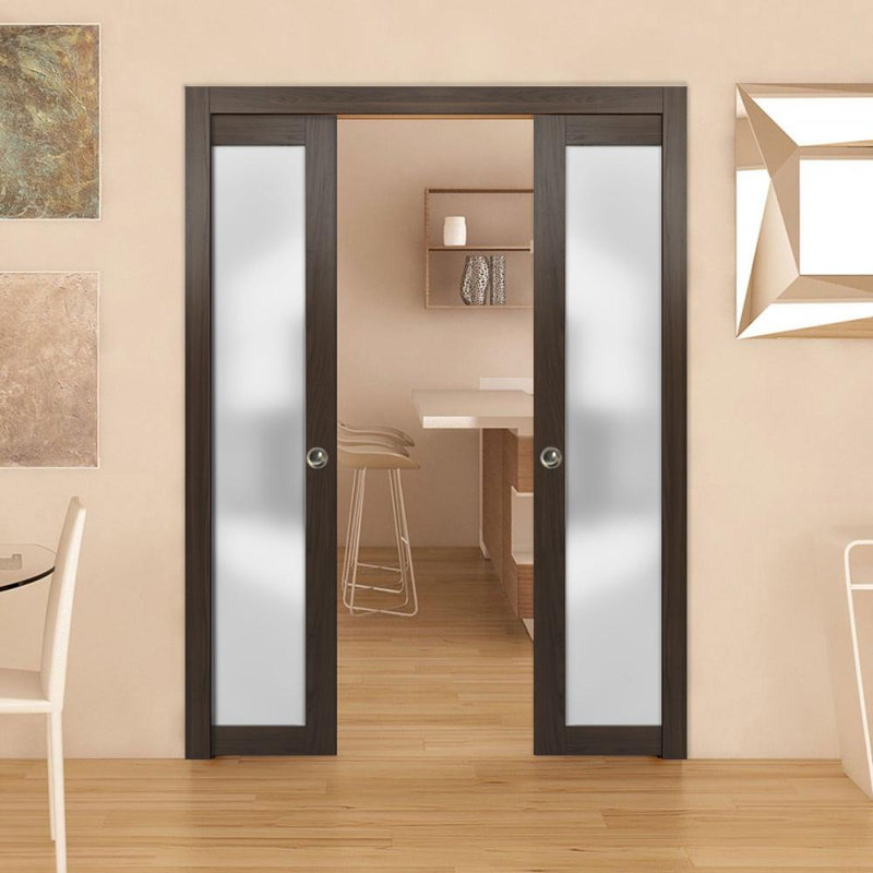 White Frosted Glass Prehung Solid Pine Door 30 x 80