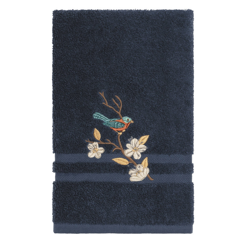 Spring Time Turkish Cotton Midweight Hand Towel, Midnight Blue
