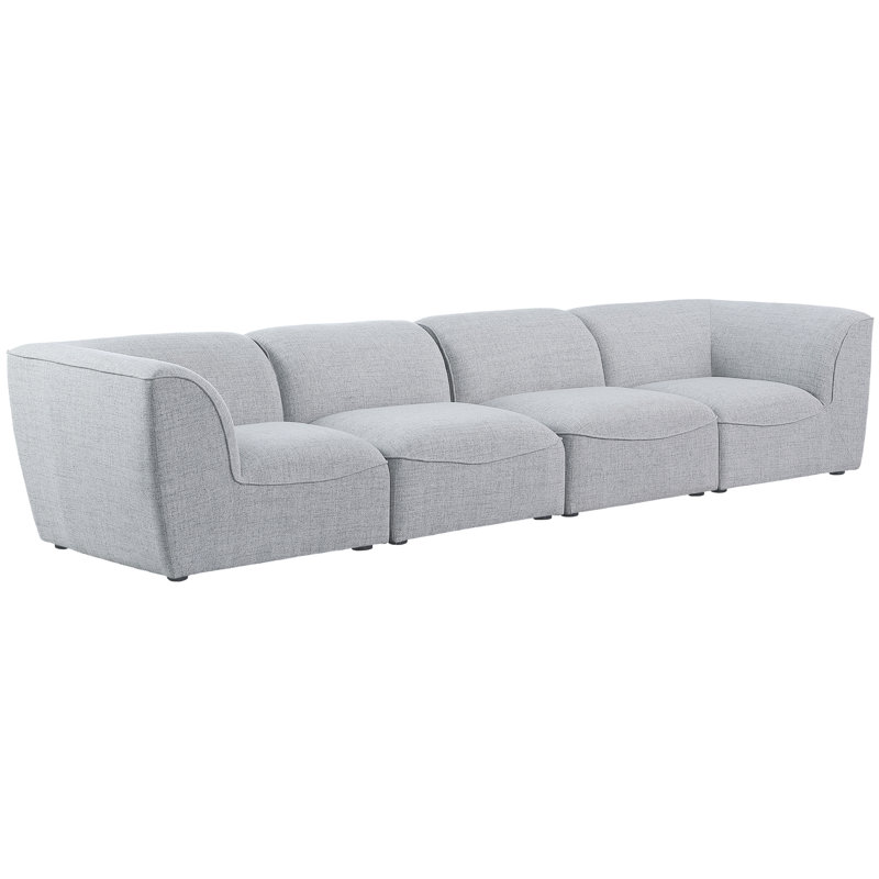 Canapé modulaire Arens, Tissu gris texturé en lin