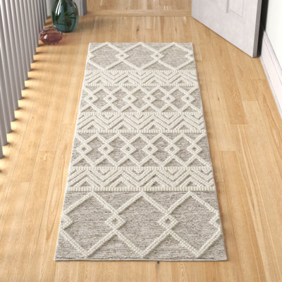 Tapis gris anthracite / crème en laine tissé à plat Latrissa