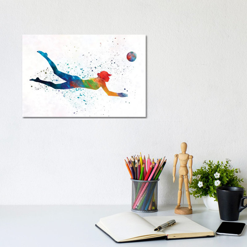 Woman Beach Volley Ball Player In Watercolour I by Paul Rommer - Wrapped Canvas Print, 20.32cm H x 30.48cm W x 1.91cm D