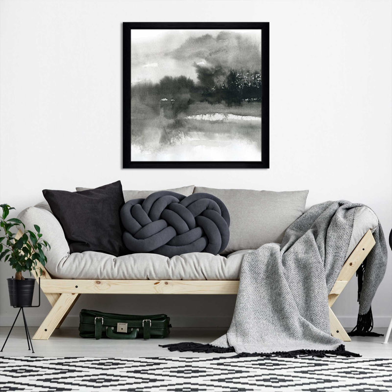 Cadre dramatique II par Carol Robinson - Peinture, H 31,5 po x l 31,5 po x P 1 po, Cadre noir