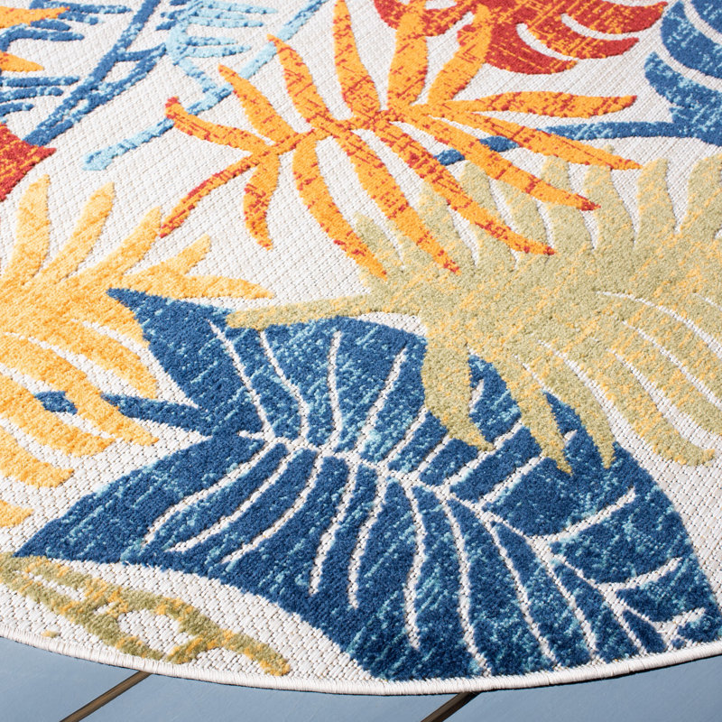 Tapis d'intérieur / extérieur à motif floral Anakin Performance, Rond 8 pi
