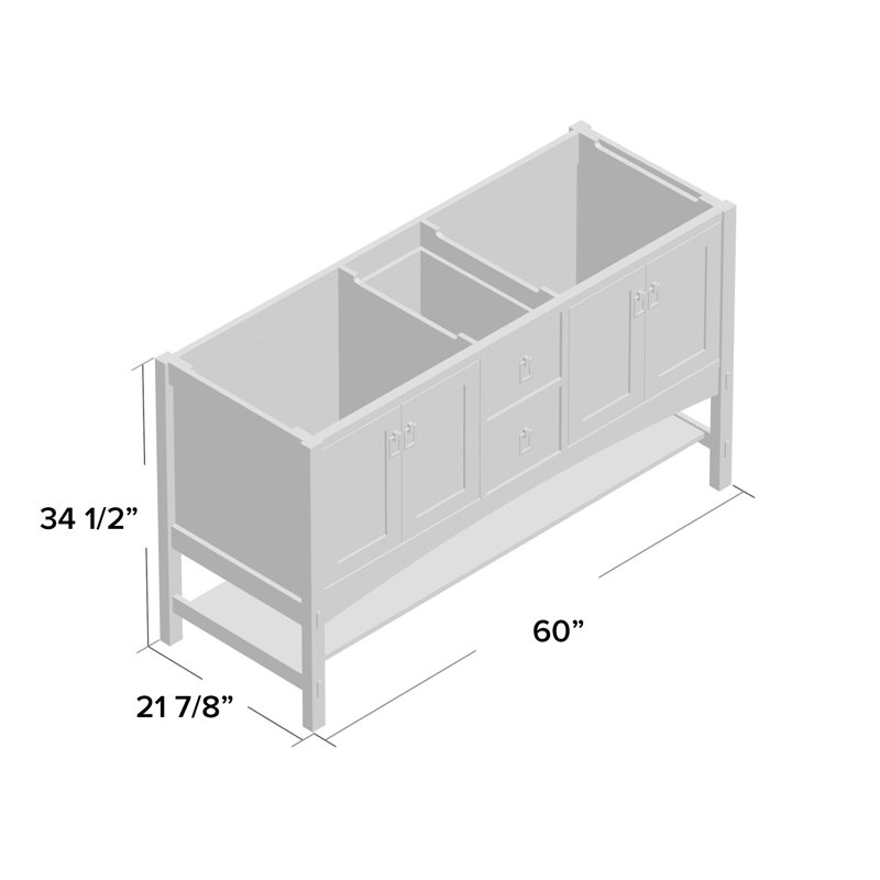 Base de meuble-lavabo 60 po avec 4 portes et 2 tiroirs Marabou ™, Blanc lin