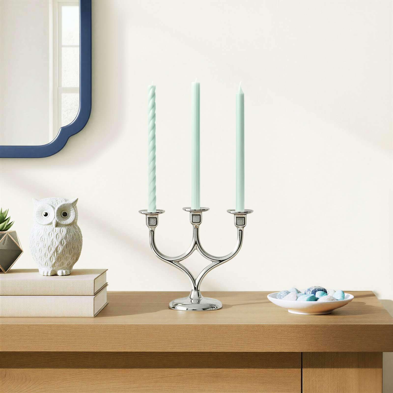 Beautifully Done Unscented Taper Candle Set, Fresh Sea Salt