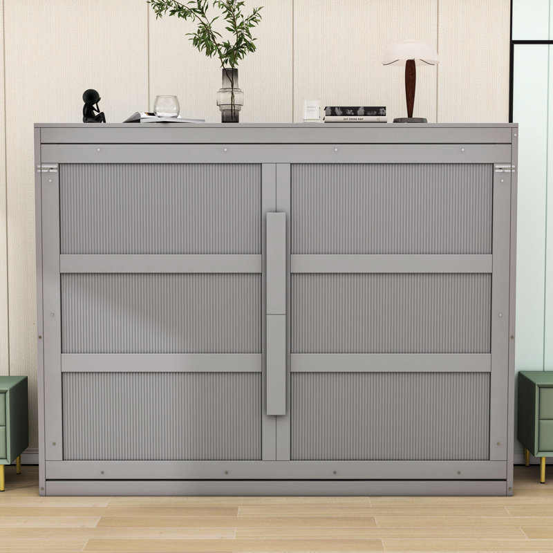 Grand lit escamotable avec éclairage DEL et conception peu encombrante, Gris