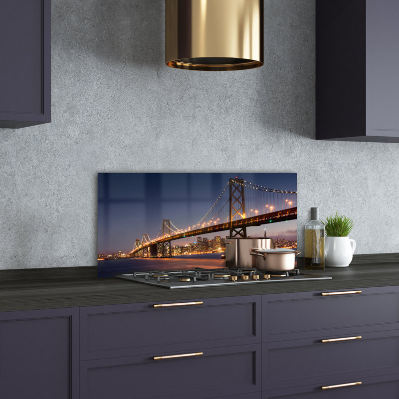 Ahmir Orange - San Francisco Bridge 1 Piece Wall Art on Glass