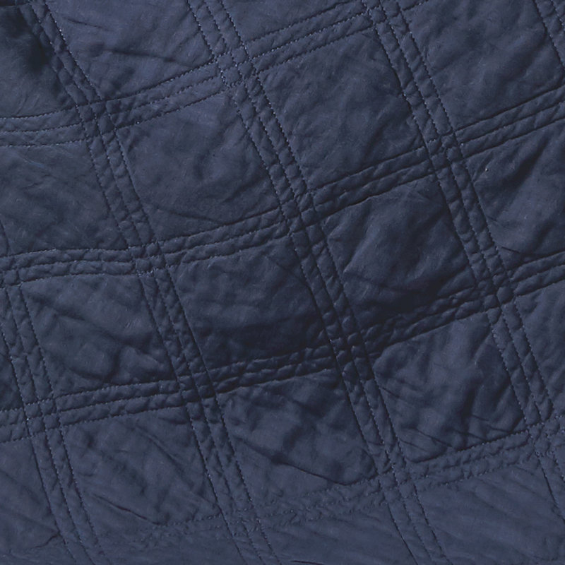 Washed Linen Quilted Throw, Navy