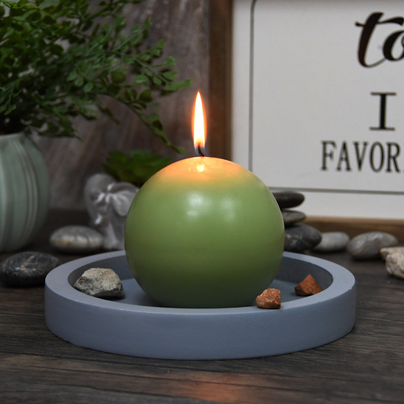 Unscented Novelty Candle, Green, Set of 2, 4" Diameter
