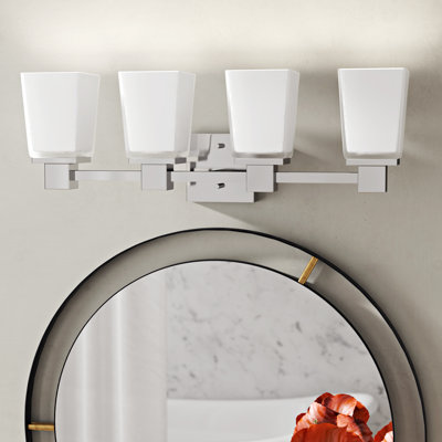 Éclairage pour salle de bain 4 lumières à intensité variable en chrome poli Edington
