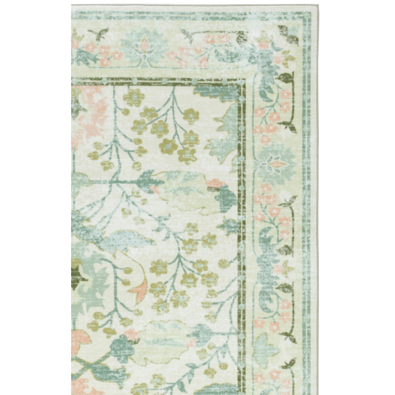 Msrw 181 Performance Machine Washable Floral Rug, Rectangle 5" x 8"
