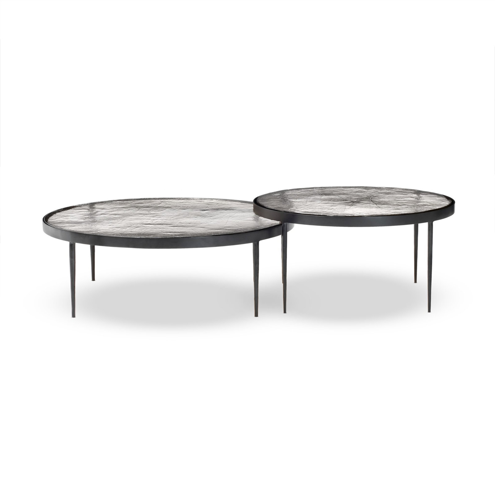Abelina 40" Glass Nesting Coffee Table, Clear Cast Glass