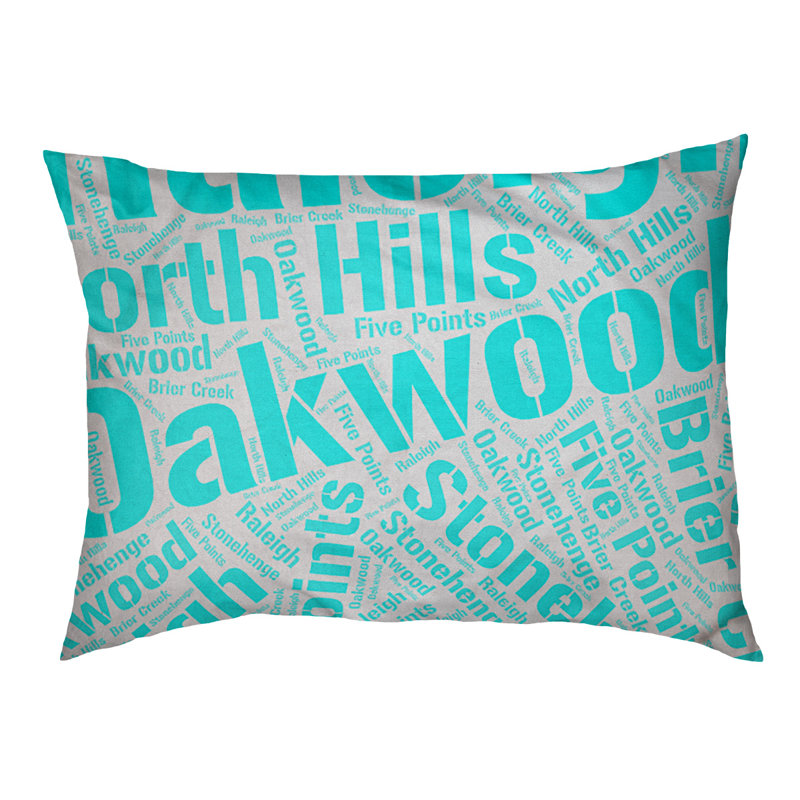 Coussin de chien « districts », Moyen (H 9,5 po x l 28 po x P 18 po), Cyan, Raleigh