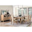 Chaise de salle à manger en chêne rustique 2 pièces, siège recouvert de tissu beige et dossier en échelle de bois de 2, coussin de dossier rembourré