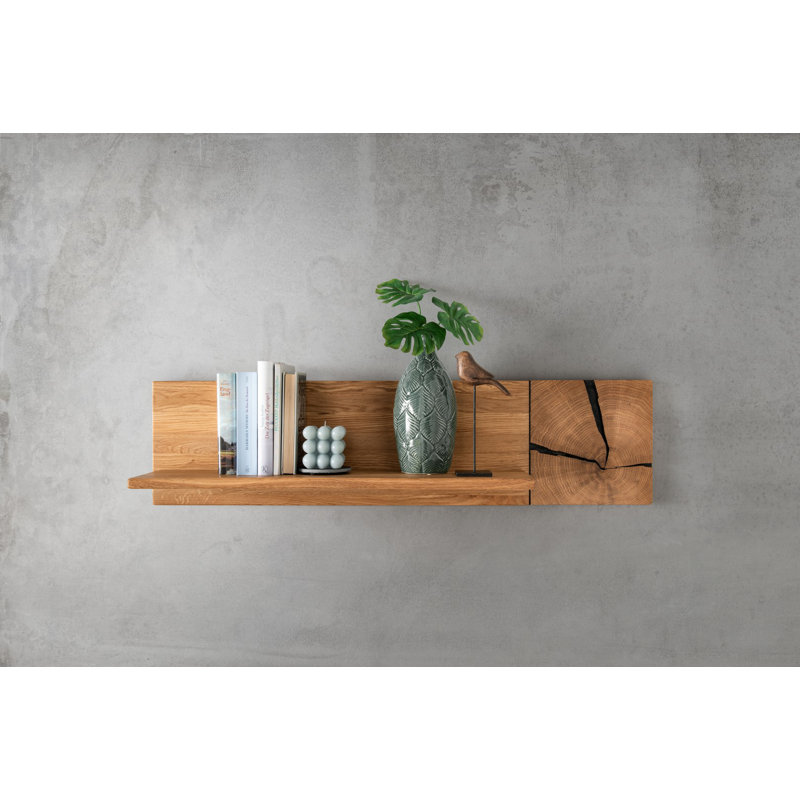 Dallastown Solid Wood Accent Shelf, 25cm H x 90cm W x 20cm D, Oak