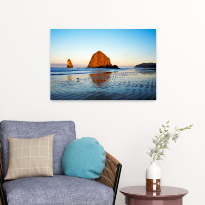 Haystack Rock Tranquil Abstract Contemporary Bird Beach Nature Art