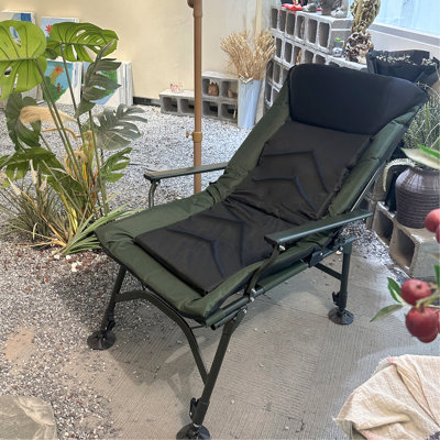 Chaise de camping portative avec coussinets réglables et rembourrés à 360 pieds pour accoudoirs d'extérieur pliables noirs