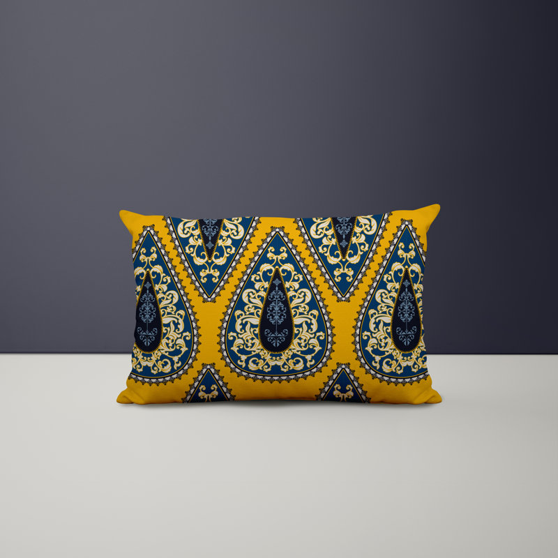 Paisley Outdoor Reversible Throw Pillow, Yellow