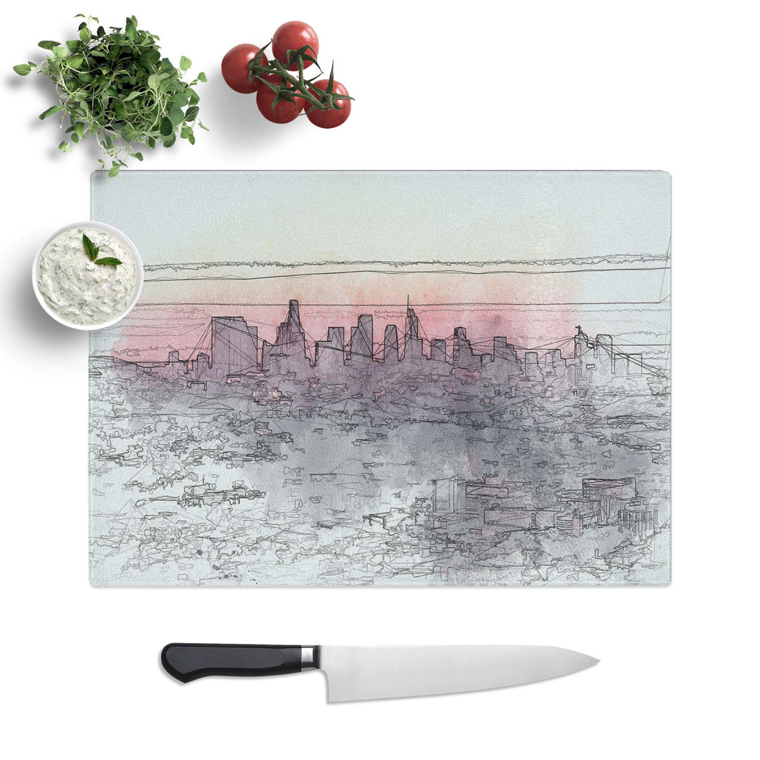 Glass Los Angeles Skyline in The Morning in Abstract Chopping Board
