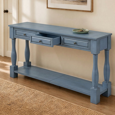 Console de style méditerranéen - Console 63 po avec tiroirs de rangement pour le couloir ou le salon
