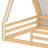 Full Size House Floor Bed With Tent And Light, Solid Wood Floor Bed With Full-Length Guardrails, Montessori And Childlike Design,Natural+Green-1060641460