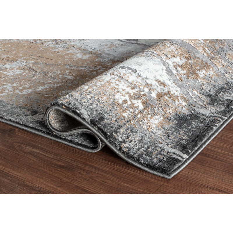 Studebaker Collection Grey Contemporary Area Rug, Runner 2'8" x 8'1"