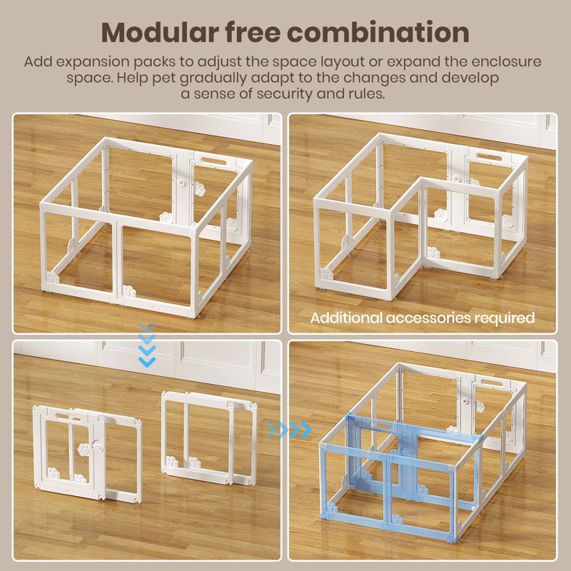 Ensembles d'extension pour enclos pour chien 2 pièces, parc modulaire pour animaux de compagnie, principalement utilisé pour l'extension de l'espace, 2 panneaux