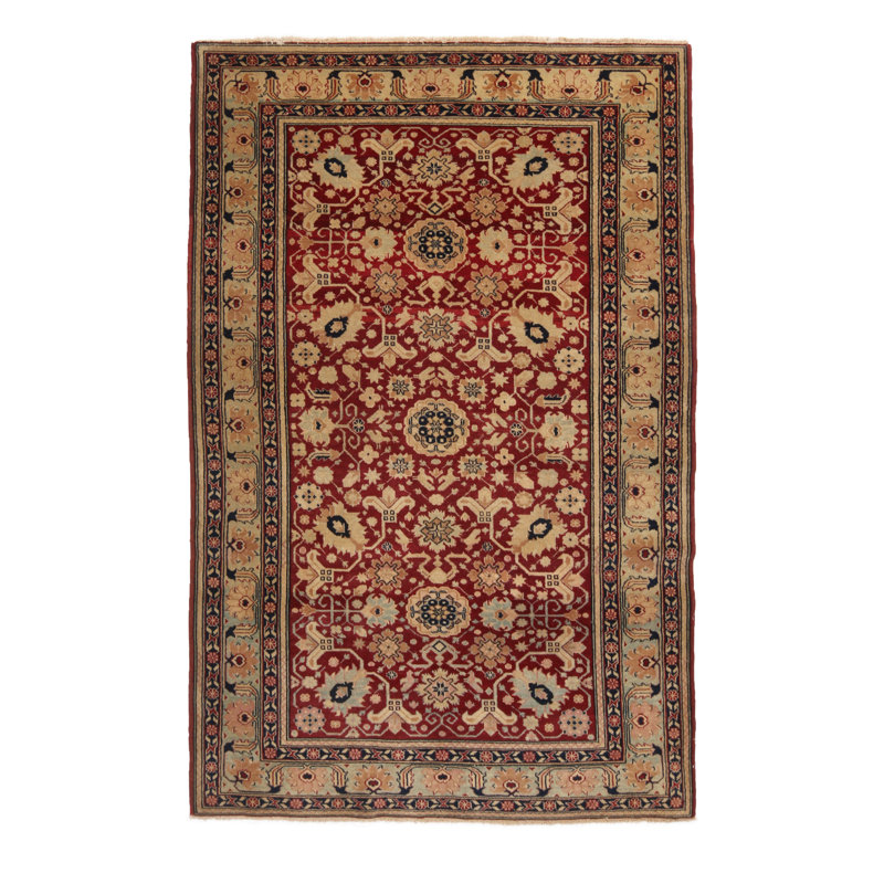 One-of-a-Kind 4'10" X 7'4" 1900s Wool Area Rug in Red