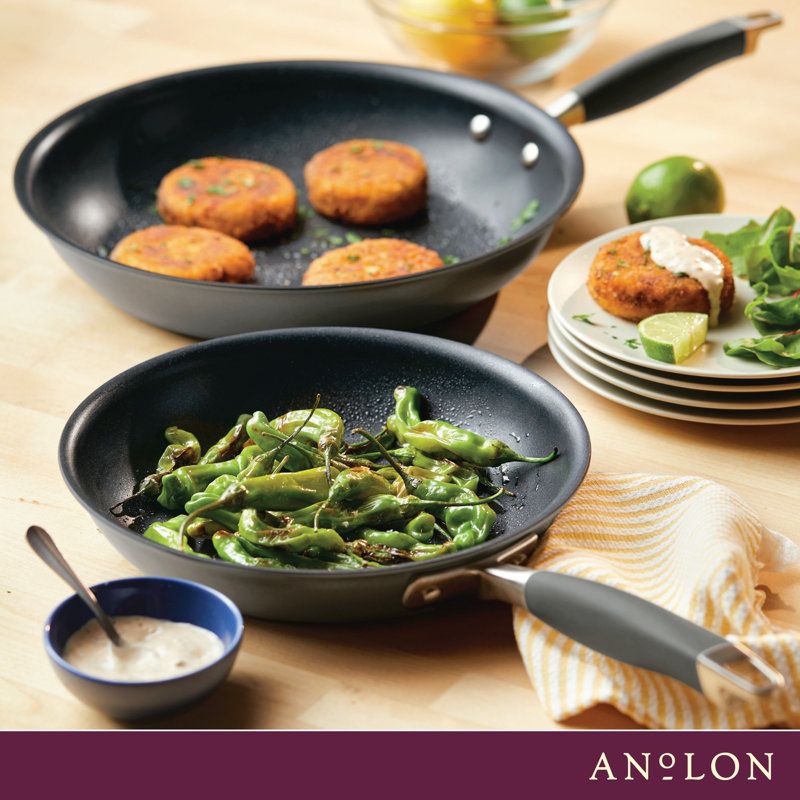 Anolon Advanced Home Hard Anodized Nonstick Frying Pan Set, 10.25 Inch And 12.75 Inch, 2-Piece, Gray