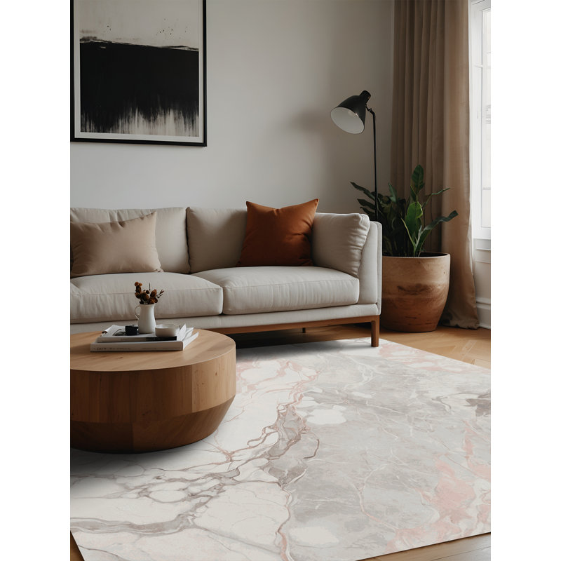 Machine Washable Gray Area Rug, Square 6'
