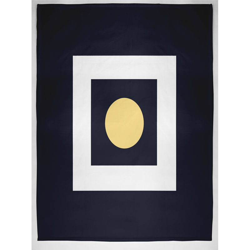 Elzora Plain Weave / Muslin Throw Blanket, Navy/Yellow