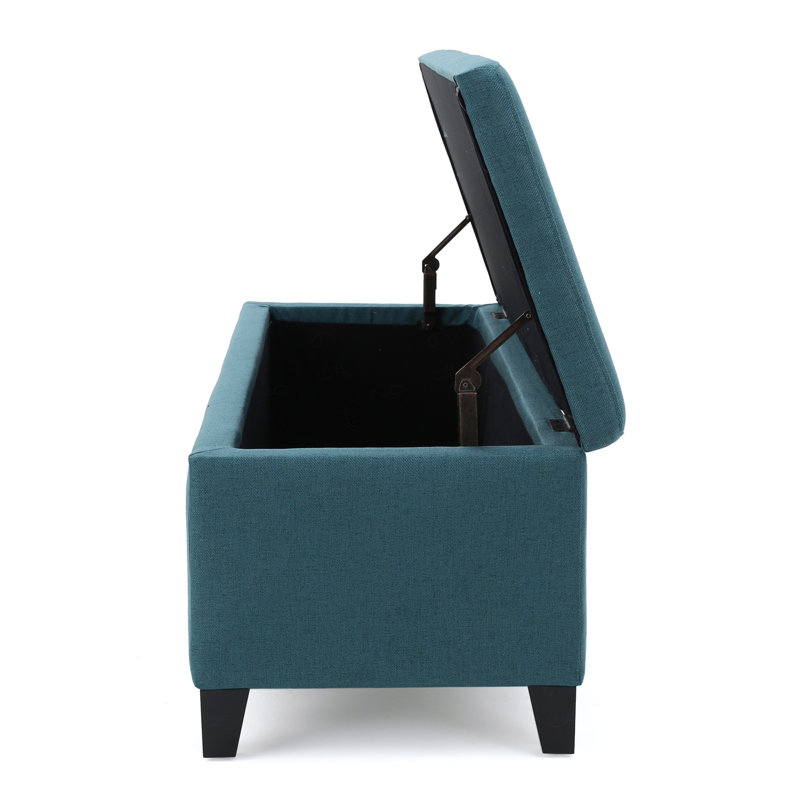 Banc de rangement rembourré Schmit, Bleu sarcelle, 16.25" H x 51.25" W x 17.50" D