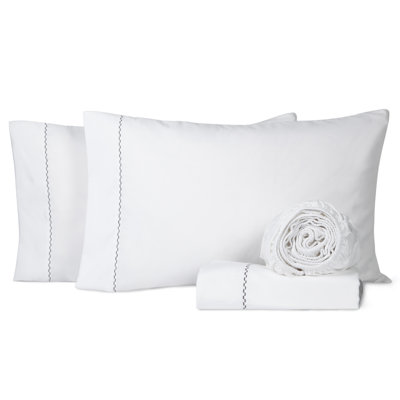 1800 Series Double Brushed Microfiber Full White Sheet Set