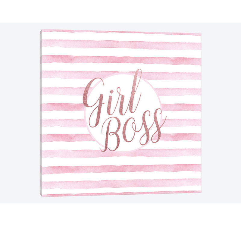 «Girl Boss Rose Gold Pink, Square», impression sur toile tendue, H 12 po x l 12 po x P 0,75 po, Toile tendue, Pas de tapis