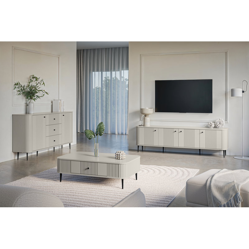 Dayzee Coffee Table with Storage, Cashmere Top/Black Base