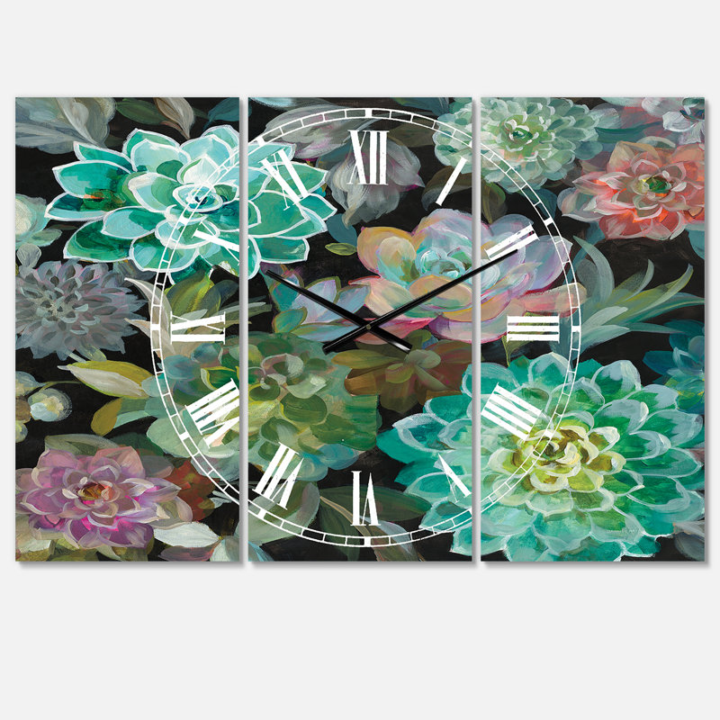 Floral Succulents - Horloge murale traditionnelle