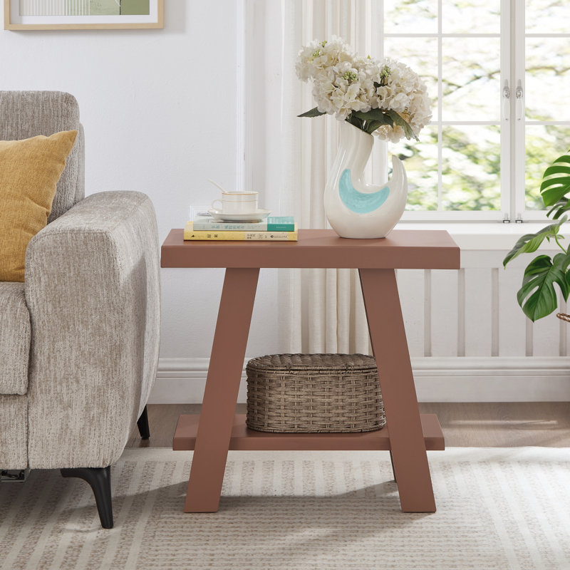 Table de bout avec rangement Angeleca, Blanc / Gris foncé, H 22 po x l 23,5 po x P 14 po