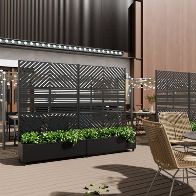 Outdoor Metal Planter Box Raised Garden Bed with Trellis with Wheels