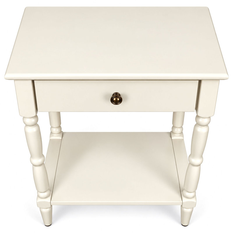 Table de chevet Derrill à 1 tiroir, Blanc