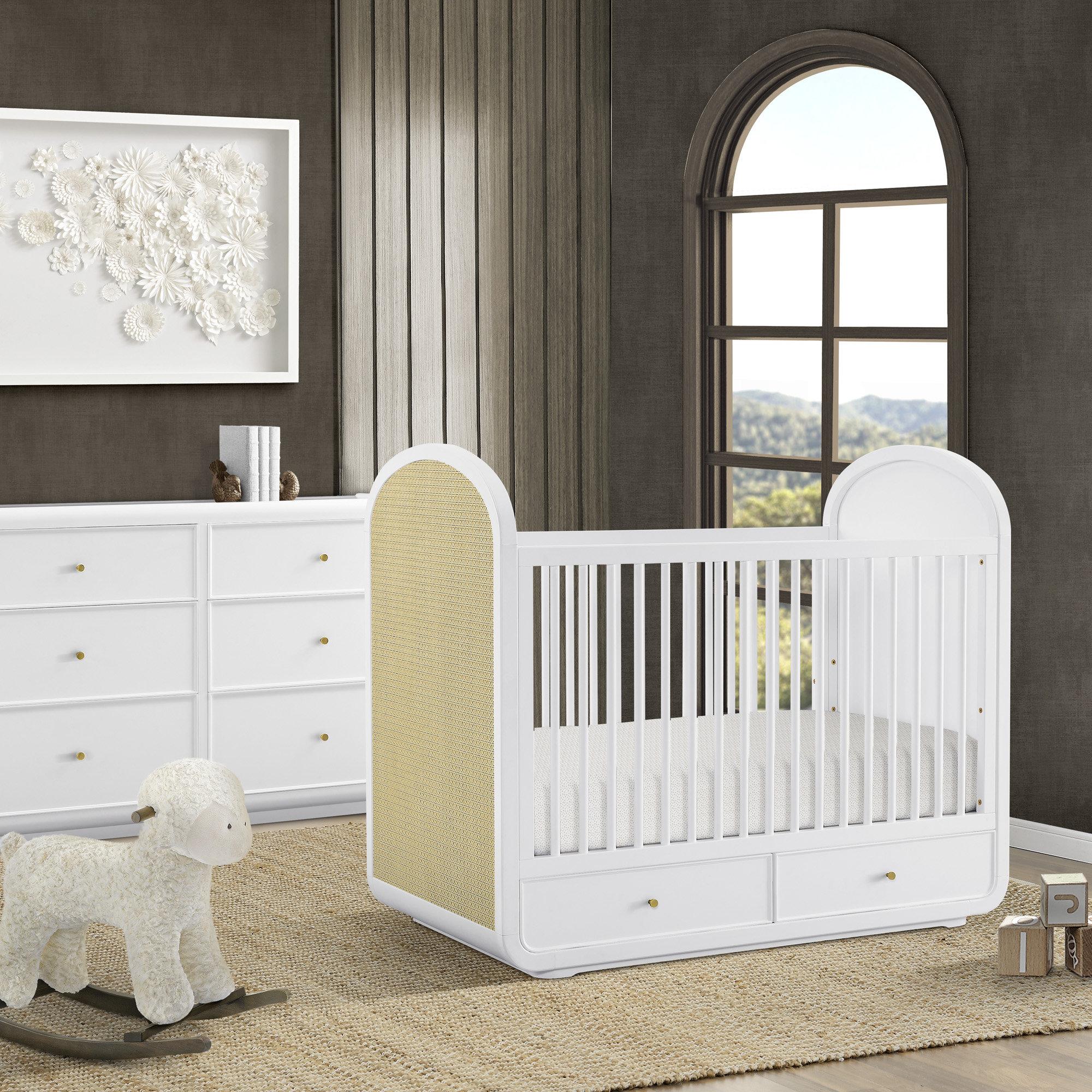 Aspen 4-In-1 Convertible Crib With Underdrawer, White