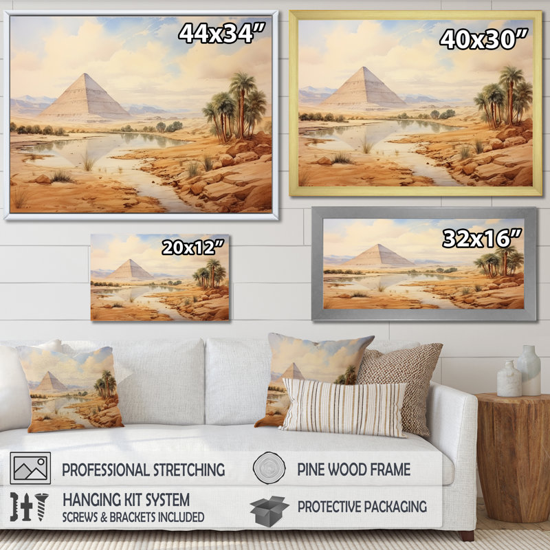 Ancienne pyramide égyptienne, art mural, Cadre flottant noir, H 24 po x l 32 po x P 1 po