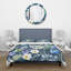 Fleurs de printemps blanches et bleues sur bleu foncé - ensemble de housse de couette traditionnel - microfibre de polyester-66389770