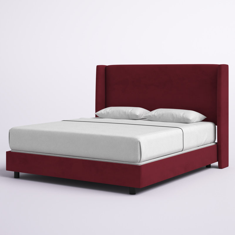 Dinapoli Upholstered Wingback Bed, Full, Classic Berry Velvet