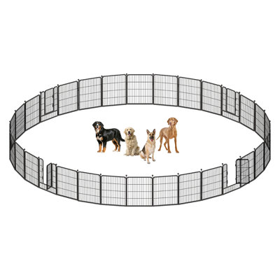32" H Bold Metal Dog Playpen, 32 Panels Dog Fence Exercise Pen with Doors, Pet Puppy Playpen Pen for Indoor & Outdoor